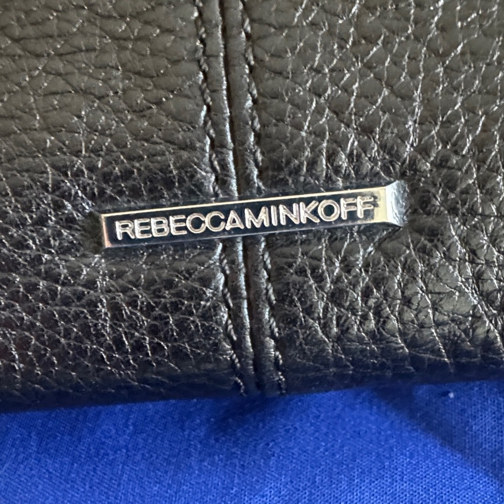 Rebecca Minkoff Black Large Pebbled Moto Leather Satchel Crossbody Silver Zipper - Picture 3 of 12
